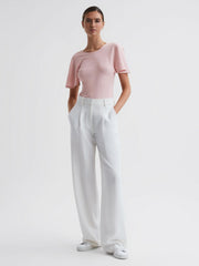 Reiss Tops | Connie Fluid Sleeve T-Shirt Light Pink - Women