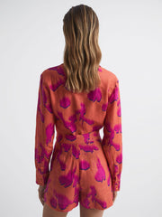 Reiss Tops | Corrine Tie Front Shirt Pink/orange - Women