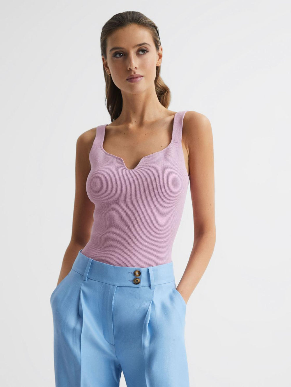 Reiss Tops | Daisy Sweetheart Neck Top Black - Women