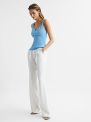 Reiss Tops | Daisy Sweetheart Neck Top Blue - Women