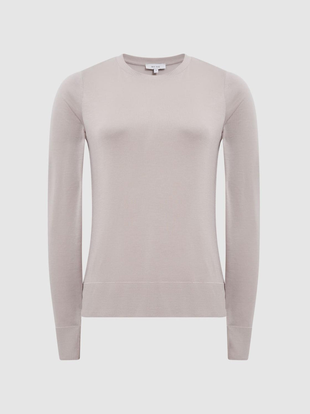 Reiss Tops | Drew Long Sleeve Crew Neck Top Blush - Women