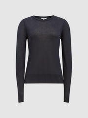 Reiss Tops | Drew Long Sleeve Crew Neck Top Navy - Women
