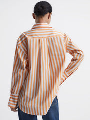 Reiss Tops | Emma Relaxed Fit Striped Cotton Shirt Blue/white - Women