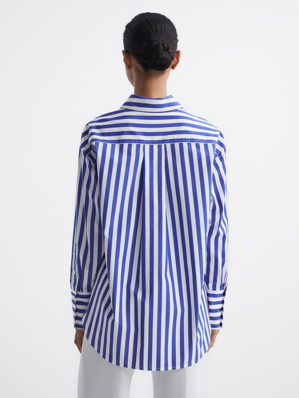 Reiss Tops | Emma Relaxed Fit Striped Cotton Shirt Blue/white - Women
