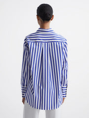 Reiss Tops | Emma Relaxed Fit Striped Cotton Shirt Blue/white - Women