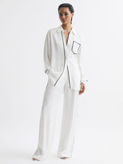 Reiss Tops | Gina Relaxed Fit Side Stripe Shirt Ivory - Women