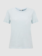 Reiss Tops | Ginnie Cotton Garment Dyed T-Shirt Blue - Women