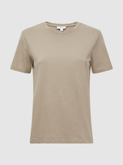 Reiss Tops | Ginnie Cotton Garment Dyed T-Shirt Mink - Women
