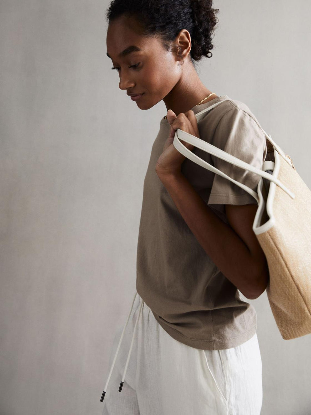 Reiss Tops | Ginnie Cotton Garment Dyed T-Shirt Mink - Women