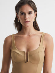 Reiss Tops | Good American Good American Corset Bodysuit Taupe - Women