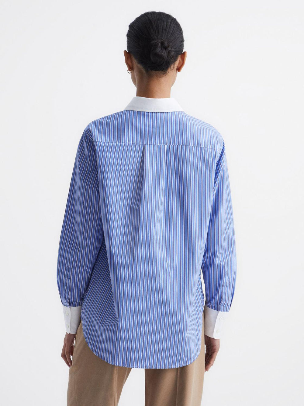 Reiss Tops | Grace Contrast Stripe Collared Shirt Blue/white - Women