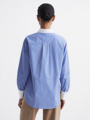 Reiss Tops | Grace Contrast Stripe Collared Shirt Blue/white - Women