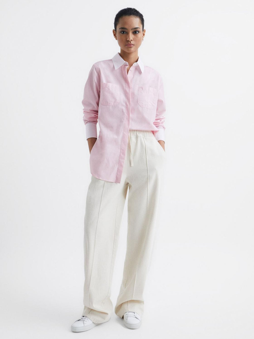 Reiss Tops | Grace Plain Plain Collared Shirt Pink - Women
