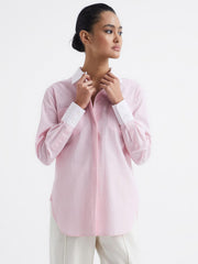 Reiss Tops | Grace Plain Plain Collared Shirt Pink - Women