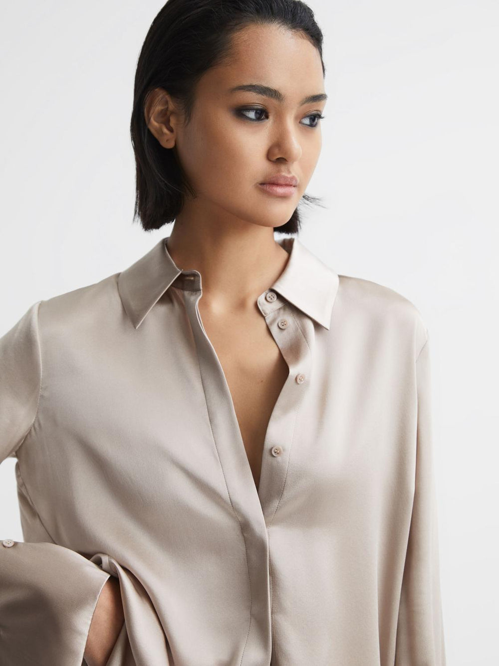 Reiss Tops | Hailey Silk Shirt Champagne - Women