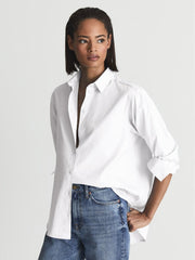 Reiss Tops | Jenny Cotton Poplin Shirt Blue - Women