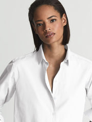 Reiss Tops | Jenny Cotton Poplin Shirt Blue - Women