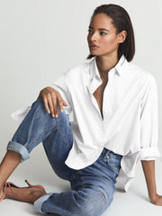 Reiss Tops | Jenny Cotton Poplin Shirt Blue - Women
