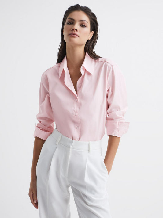 Reiss Tops | Jenny Cotton Shirt Light Pink - Women