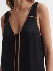 Reiss Tops | Jessy Sleeveless V-Neck Vest Black/camel - Women