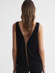 Reiss Tops | Jessy Sleeveless V-Neck Vest Black/camel - Women