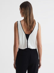 Reiss Tops | Jessy Sleeveless V-Neck Vest Ivory/black - Women