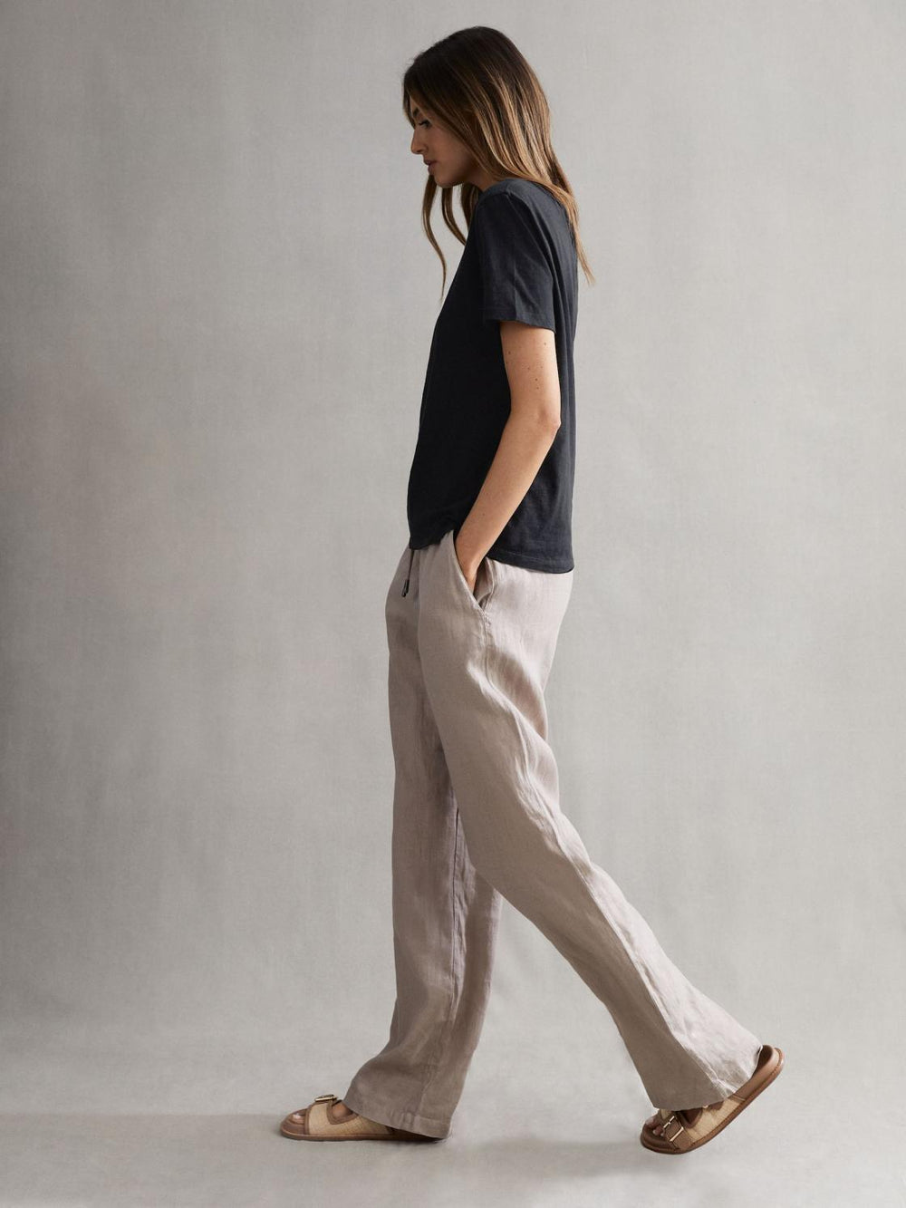 Reiss Tops | Joey Slub Cotton T-Shirt Black - Women