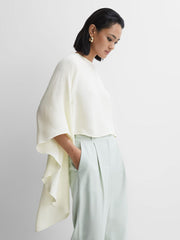 Reiss Tops | Liana Cape Crew Neck Blouse Ivory - Women