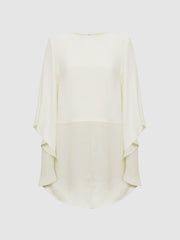 Reiss Tops | Liana Cape Crew Neck Blouse Ivory - Women