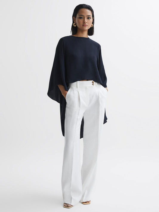 Reiss Tops | Liana Cape Crew Neck Blouse Ivory - Women