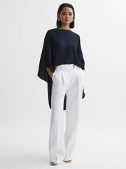 Reiss Tops | Liana Cape Crew Neck Blouse Ivory - Women