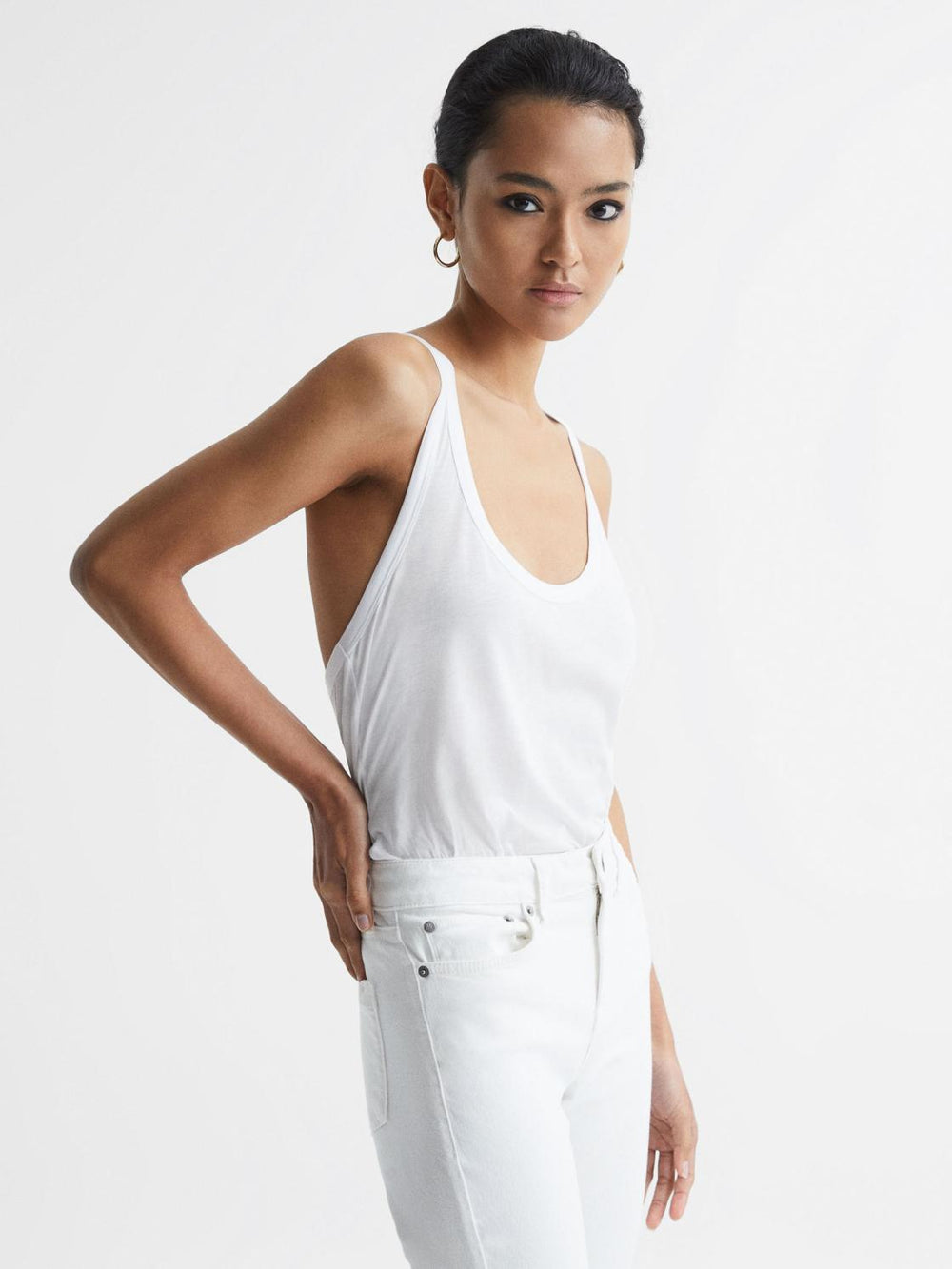 Reiss Tops | Lilly Racer Back Pima Cotton Vest White - Women