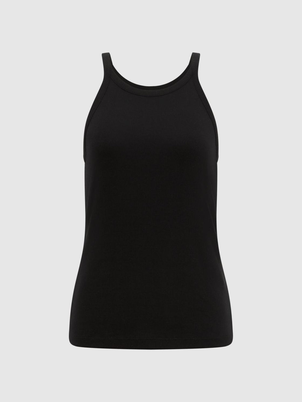 Reiss Tops | Louisa Crew Neck Ribbed Cami Vest Top Black - Women