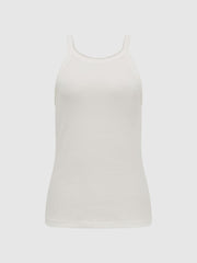 Reiss Tops | Louisa Crew Neck Ribbed Cami Vest Top Black - Women
