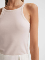 Reiss Tops | Louisa Crew Neck Ribbed Cami Vest Top Black - Women