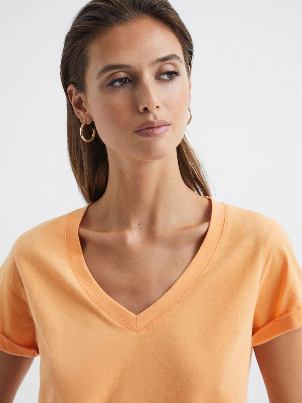 Reiss Tops | Luana Cotton Jersey V-Neck T-Shirt Black - Women