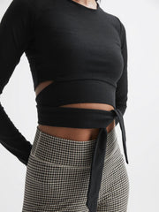 Reiss Tops | Lucy The Upside Tie Detail Top Black - Women