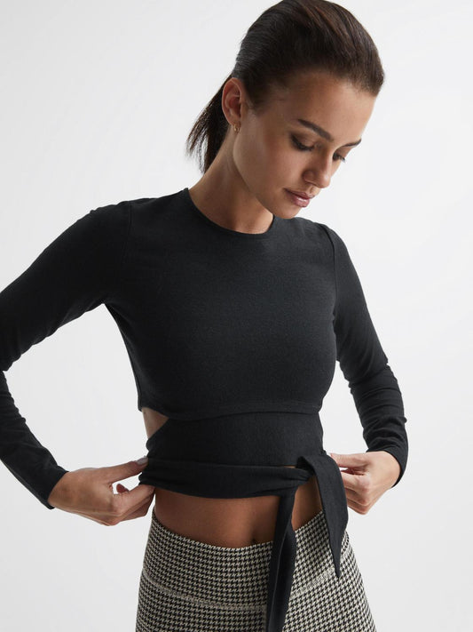 Reiss Tops | Lucy The Upside Tie Detail Top Black - Women