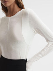 Reiss Tops | Mai Linen Long Sleeve T-Shirt Ivory - Women