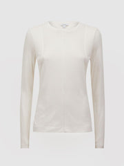 Reiss Tops | Mai Linen Long Sleeve T-Shirt Ivory - Women