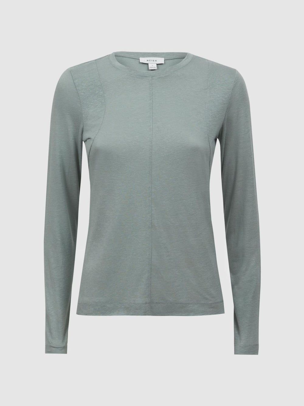 Reiss Tops | Mai Linen Long Sleeve T-Shirt Ivory - Women