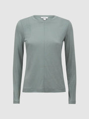 Reiss Tops | Mai Linen Long Sleeve T-Shirt Ivory - Women