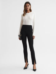 Reiss Tops | Mai Linen Long Sleeve T-Shirt Ivory - Women