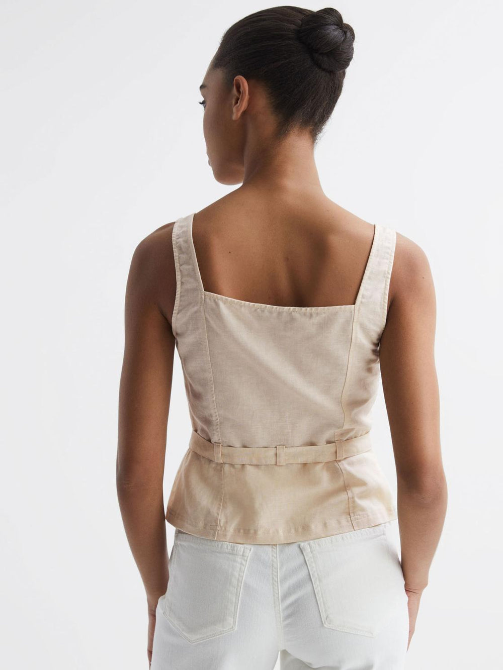 Reiss Tops | Melbye Paige Square Neck Belted Top Antique Paper - Women