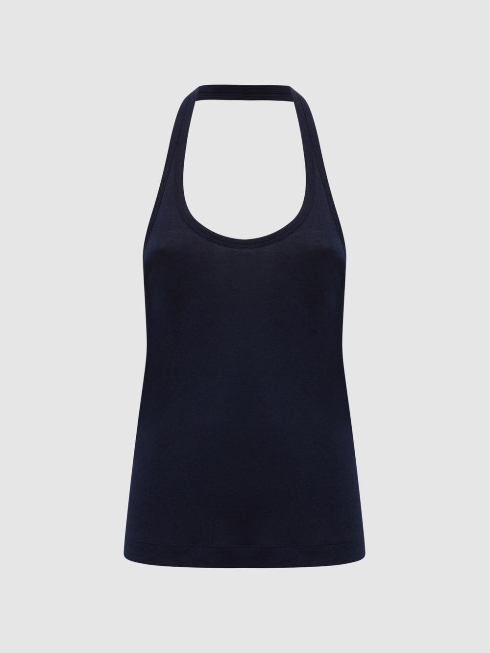 Reiss Tops | Molly Cotton Halter Neck Vest Navy - Women