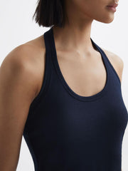 Reiss Tops | Molly Cotton Halter Neck Vest Navy - Women