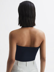 Reiss Tops | Molly Cotton Halter Neck Vest Navy - Women