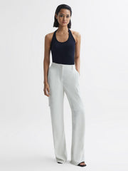 Reiss Tops | Molly Cotton Halter Neck Vest Navy - Women