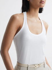 Reiss Tops | Molly Cotton Halter Neck Vest White - Women