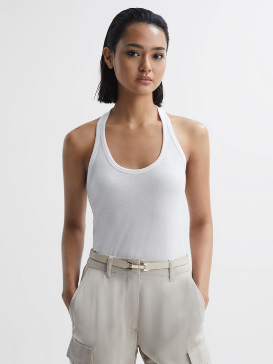Reiss Tops | Molly Cotton Halter Neck Vest White - Women